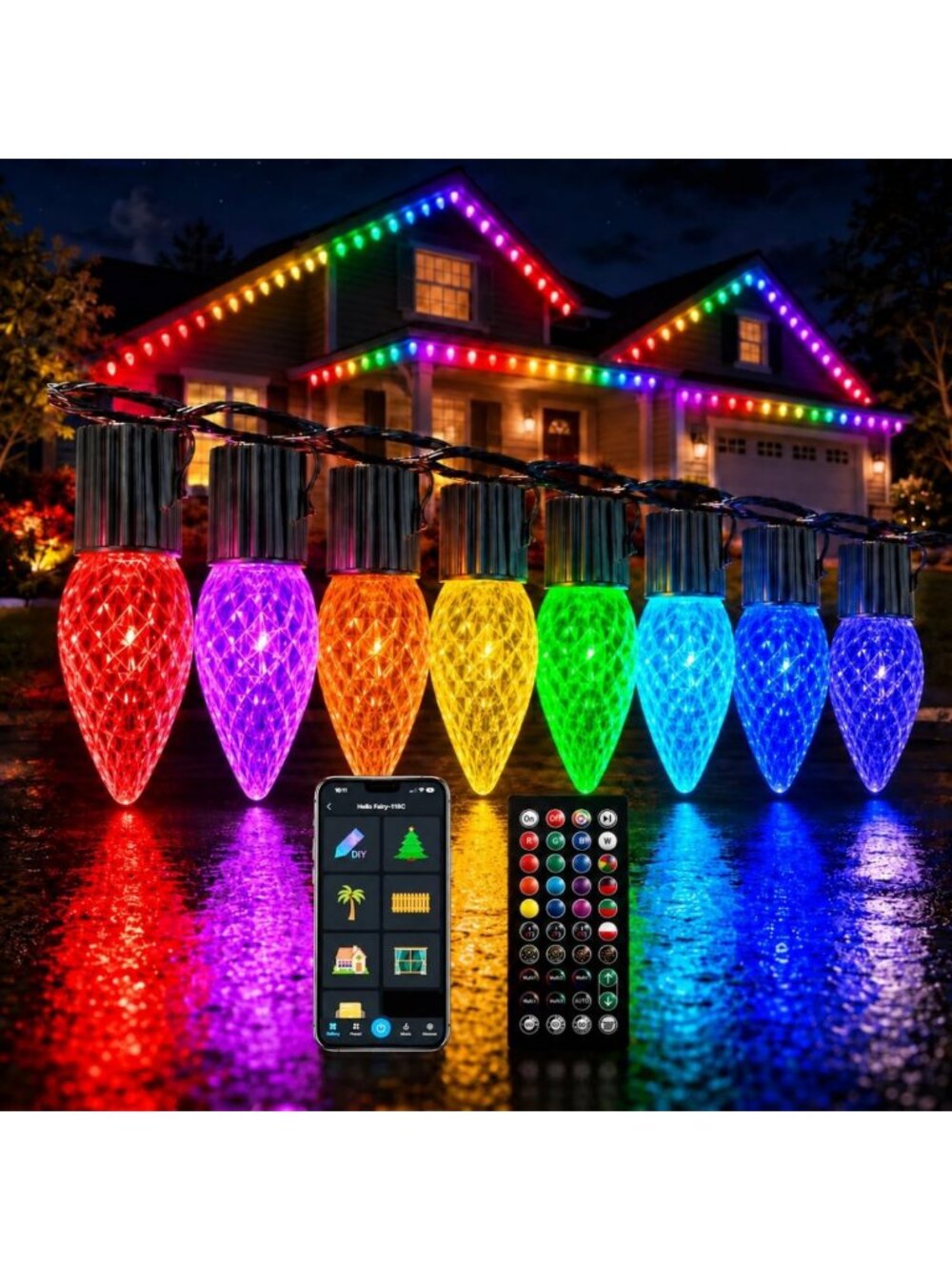 118FT 150LED Smart C9 Christmas Lights Outdoor, RGBW String Light for House